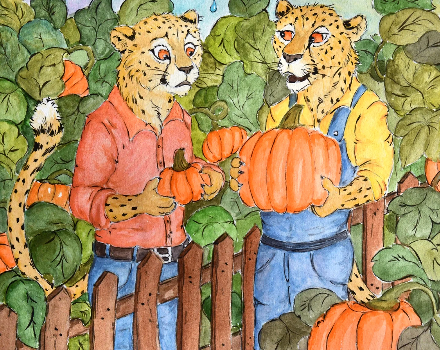 Photo by Juba Gepard on October 31, 2025. May be an illustration of snow leopard, scarecrow, pumpkin, gourd and text.